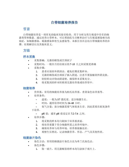 白带细菌培养报告