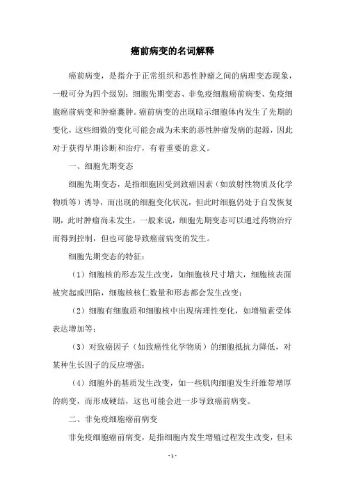 癌前病变的名词解释