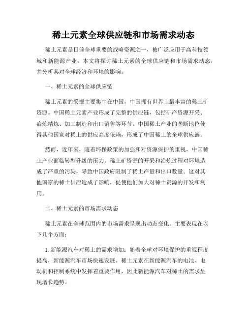 稀土元素全球供应链和市场需求动态