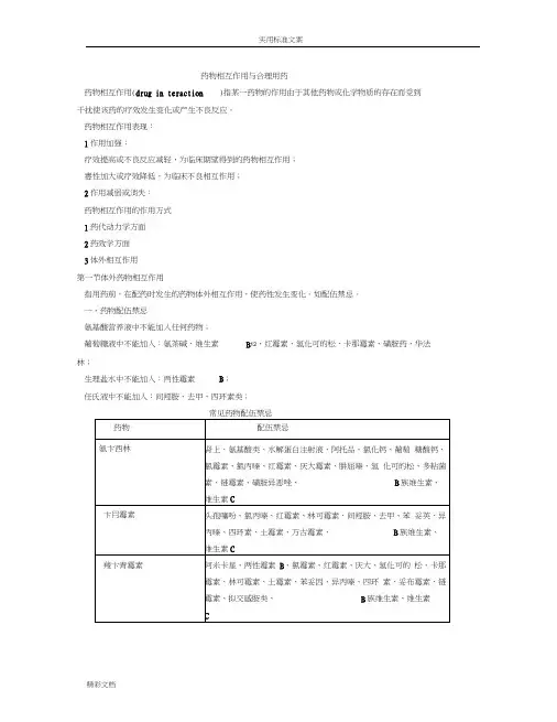药物相互作用与合理用药