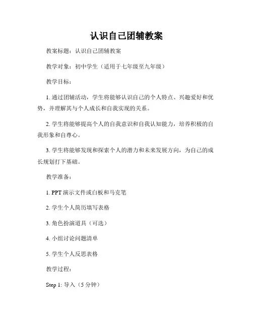 认识自己团辅教案