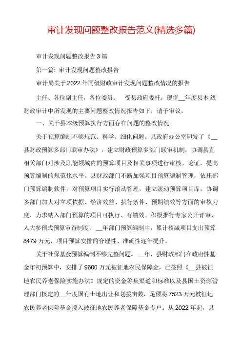 审计发现问题整改报告范文(精选多篇)