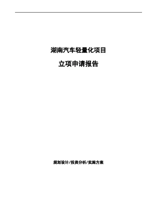湖南汽车轻量化项目立项申请报告