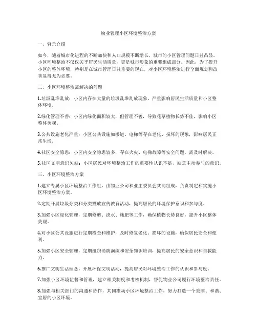 物业管理小区环境整治方案