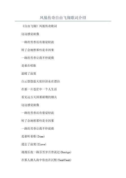 凤凰传奇自由飞翔歌词介绍