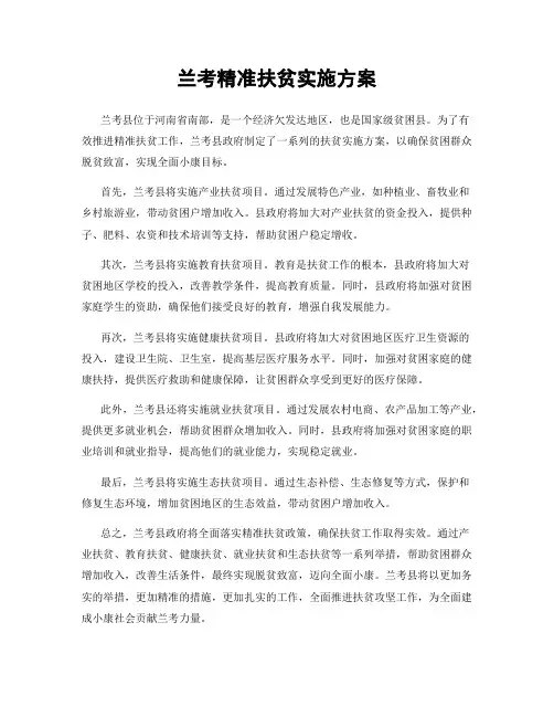 兰考精准扶贫实施方案