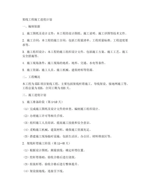 架线工程施工进度计划