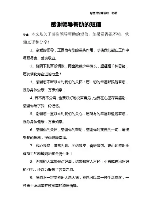 感谢领导帮助的短信