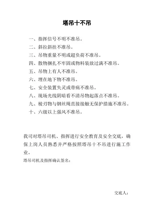 最新塔吊十不吊