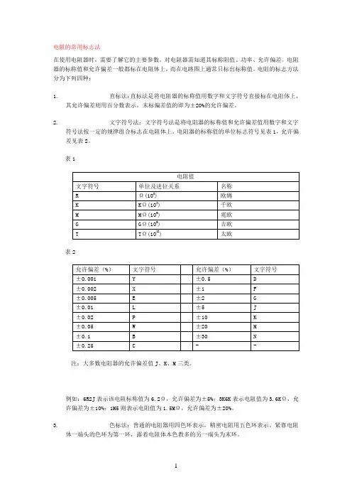 电阻的常用标志法