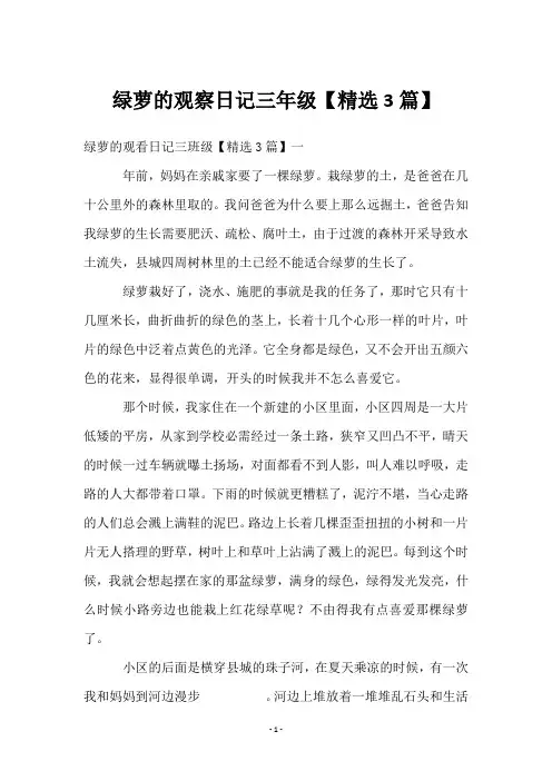 绿萝的观察日记三年级【3篇】
