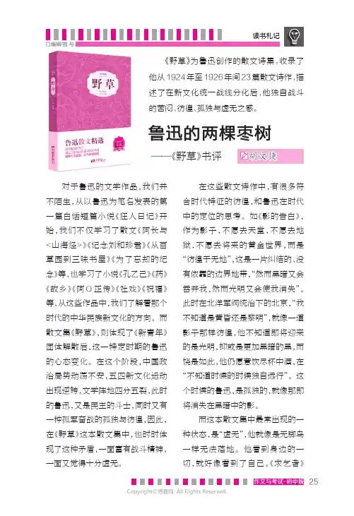 鲁迅的两棵枣树——《野草》书评