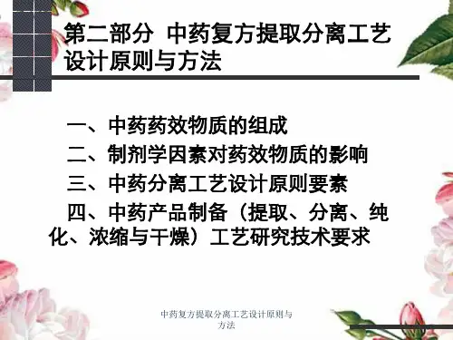 中药复方提取分离工艺设计原则与方法