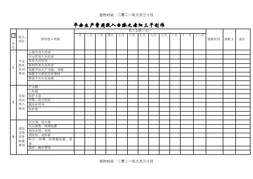 安全生产费用投入台账(模版)