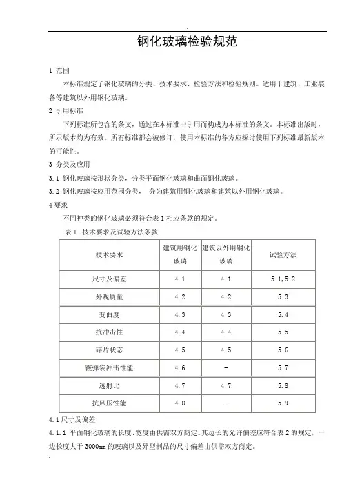 钢化玻璃检验标准