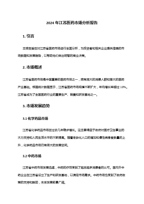 2024年江苏医药市场分析报告
