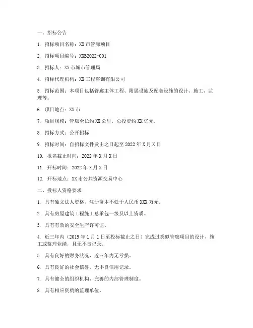 管廊项目招标文件
