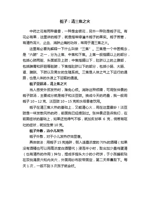 栀子：清三焦之火