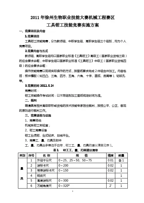 机械系钳工技能竞赛方案)