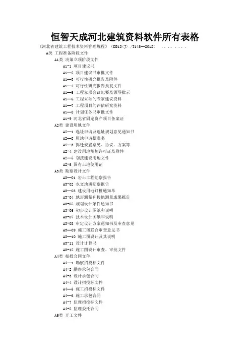恒智天成河北建筑资料软件所有表格【模板范本】