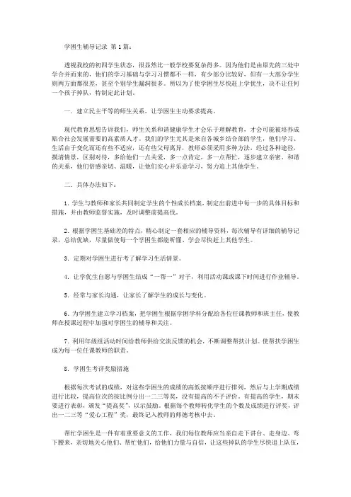 2020学困生辅导记录(30篇).doc