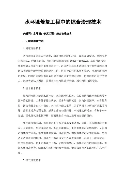 水环境修复工程中的综合治理技术
