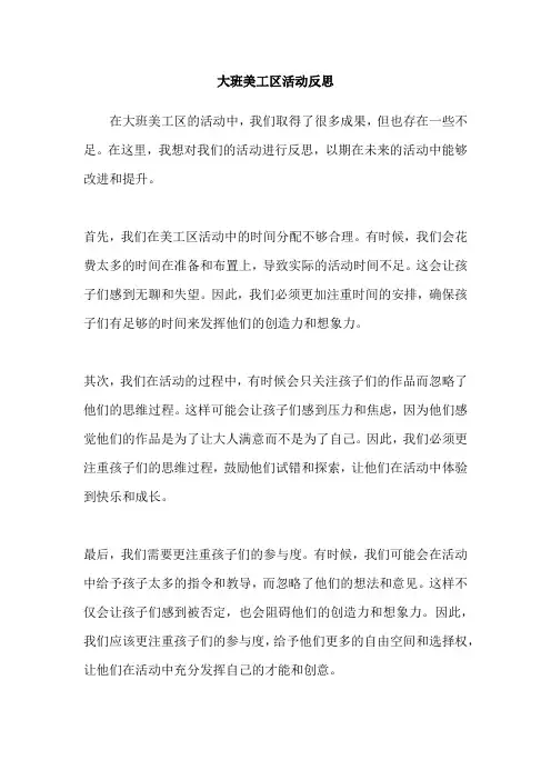 大班美工区活动反思