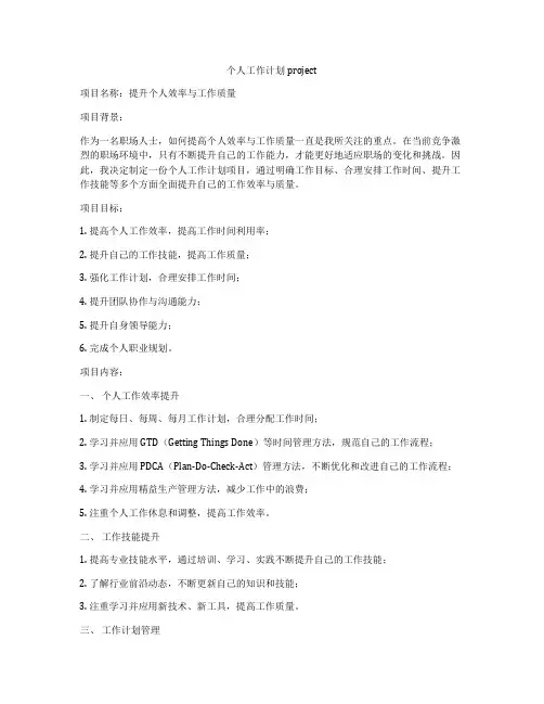 个人工作计划project
