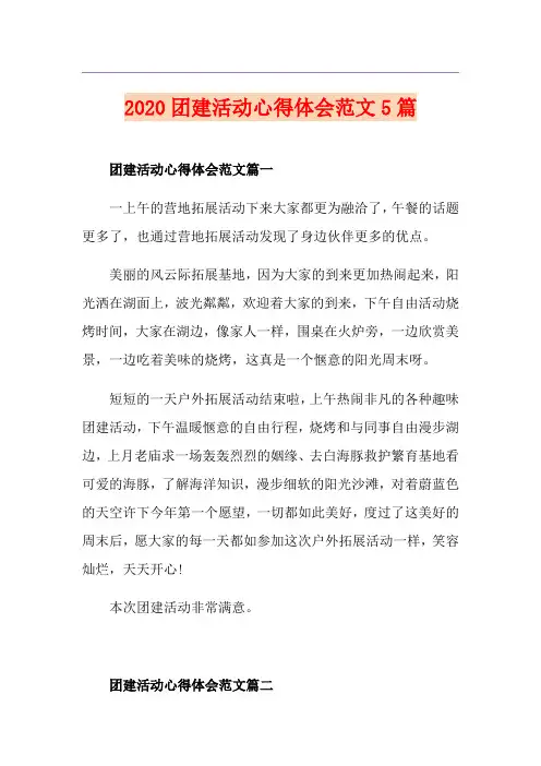 团建活动心得体会范文5篇