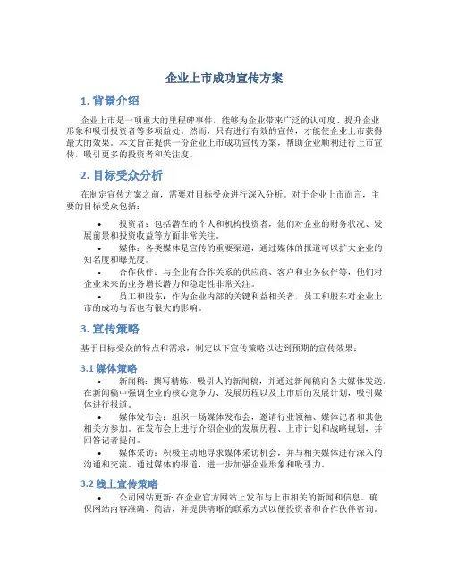 企业上市成功宣传方案