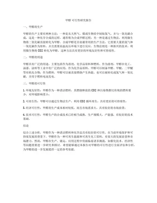 甲醇 可行性研究报告