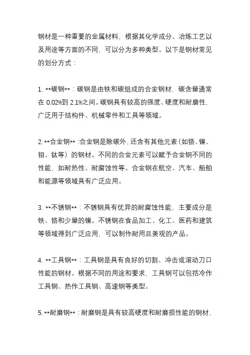 钢材的划分