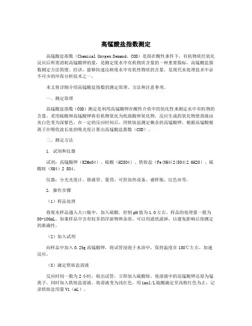 高锰酸盐指数测定
