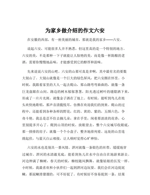 为家乡做介绍的作文六安