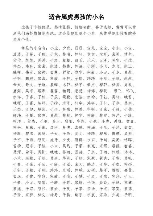 适合属虎男孩的小名