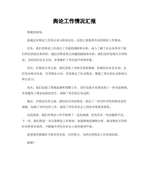 舆论工作情况汇报