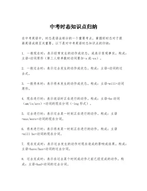 中考时态知识点归纳