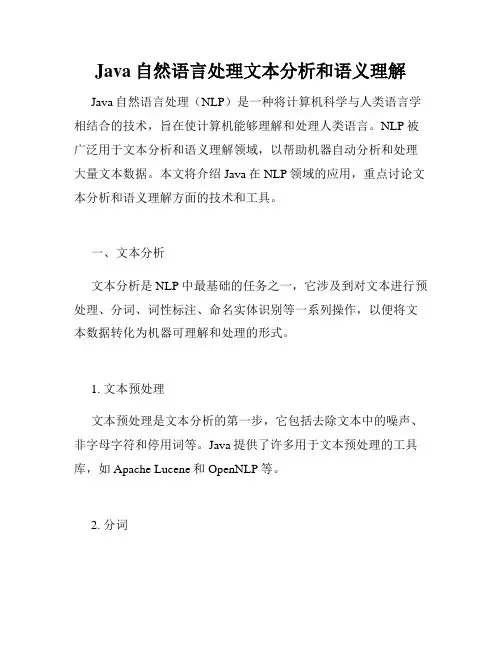 Java自然语言处理文本分析和语义理解