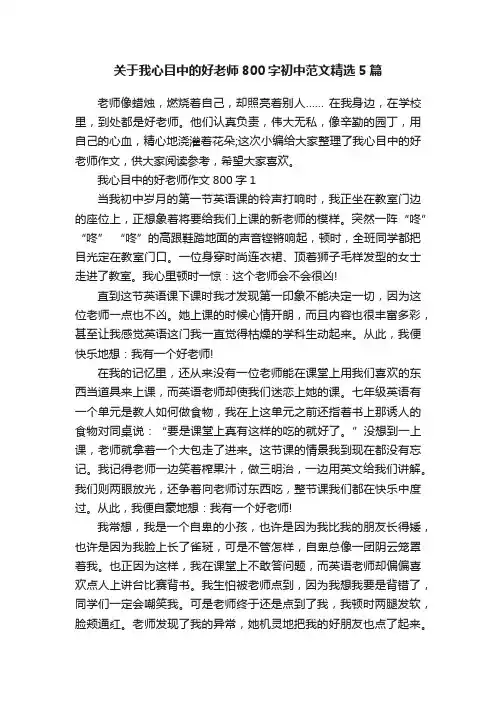 关于我心目中的好老师800字初中范文精选5篇