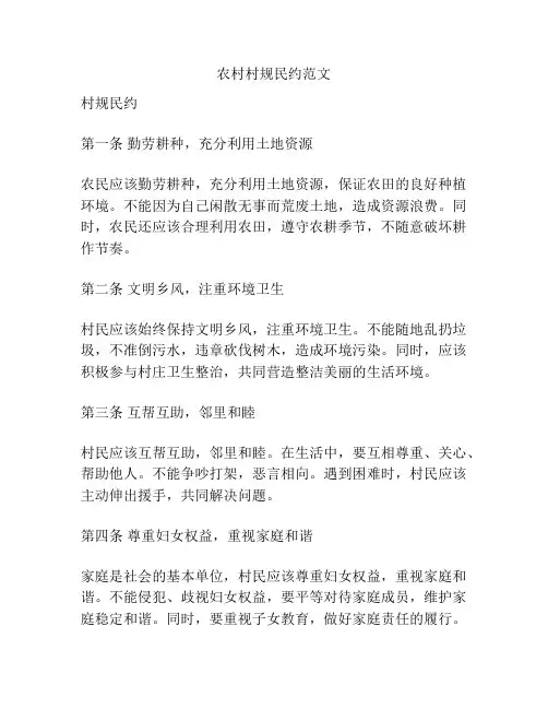 农村村规民约范文