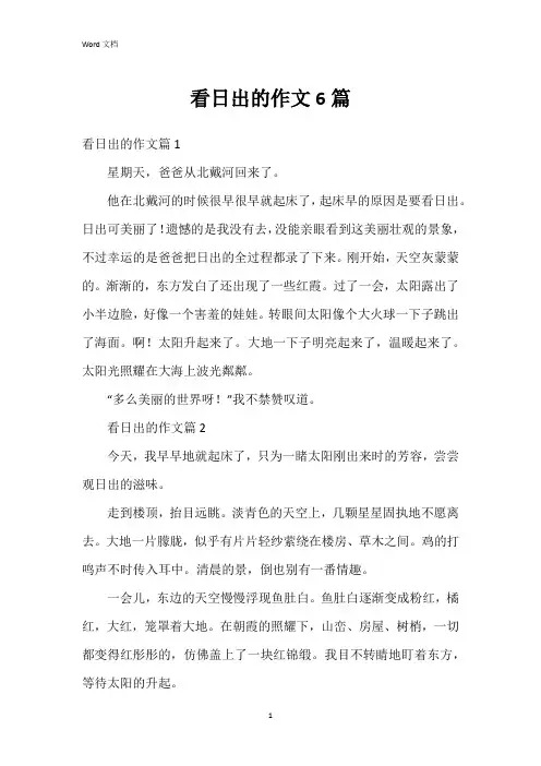 看日出的作文6篇