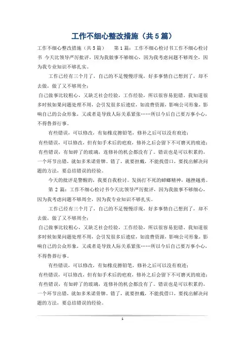 工作不细心整改措施(共5篇)