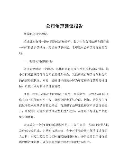 公司治理建议报告