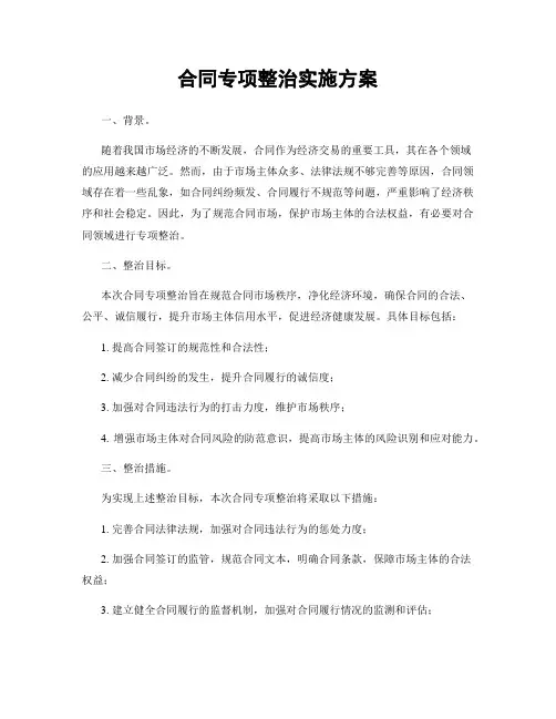 合同专项整治实施方案