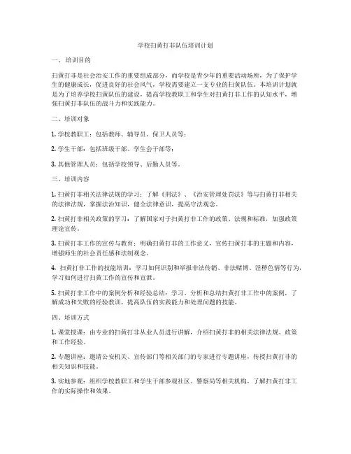 学校扫黄打非队伍培训计划