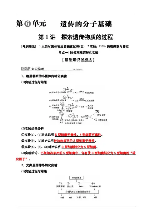 2020版新一线高考生物苏教版一轮复习教学案：必修2第6单元第1讲探索遗传物质的过程含答案