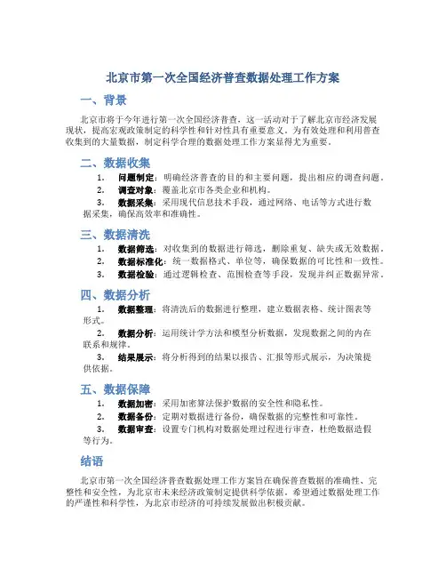 北京市第一次全国经济普查数据处理工作方案