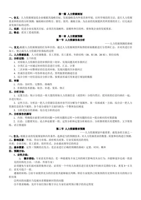 人力资源规划(人力资源管理师三级)