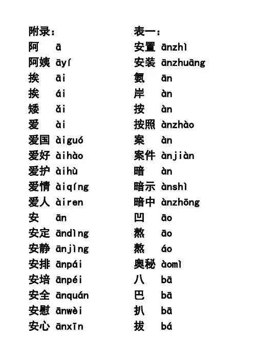 常见拼音大全