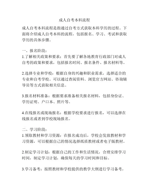成人自考本科流程